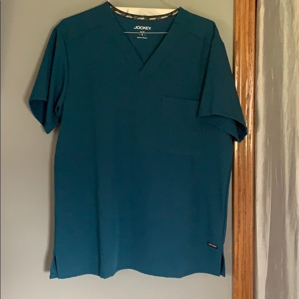 Jockey one pocket scrub top new Caribbean blue